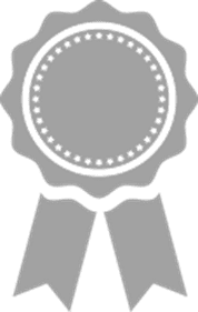 A gray award ribbon with two tails.